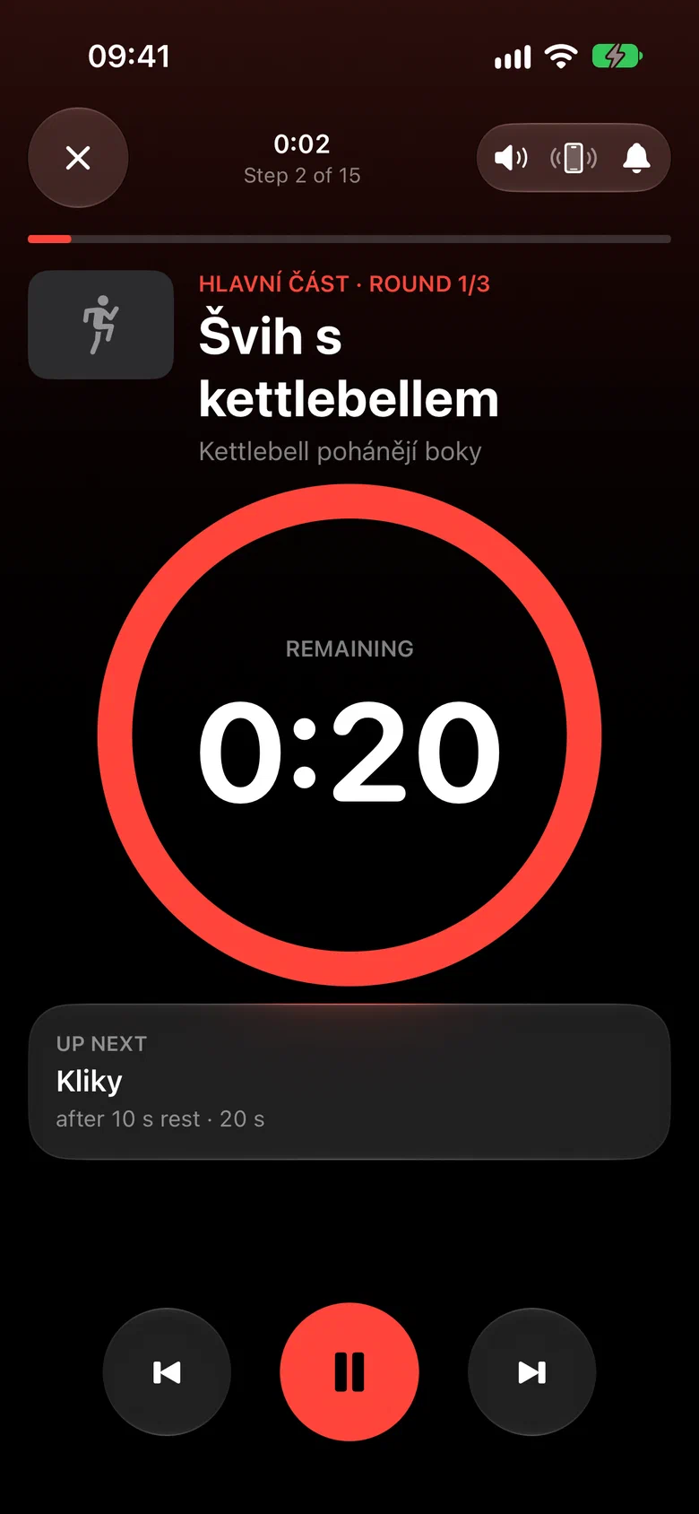 Průběh (teď / další)